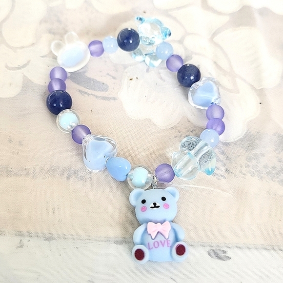 Bear duck heart Rabbit Stretch Purple Blue bracelet - Picture 5 of 5